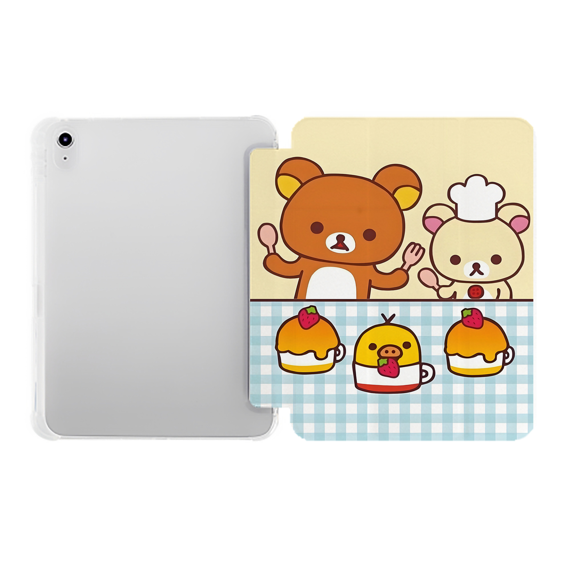 （画像用） リラックマ リラックマ キイロイトリ Rilakkuma Korilakkuma Kiiroitori IPad ケース ペン収納付き 三つ折りスタンド PUレザー×シリコン 対応機種9.5/10.5/10.9インチ